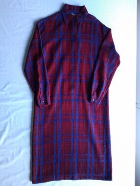 Vintage Donald Davies Shirt Dress Irish Wool Plaid Shirtwaist Women's UK 10